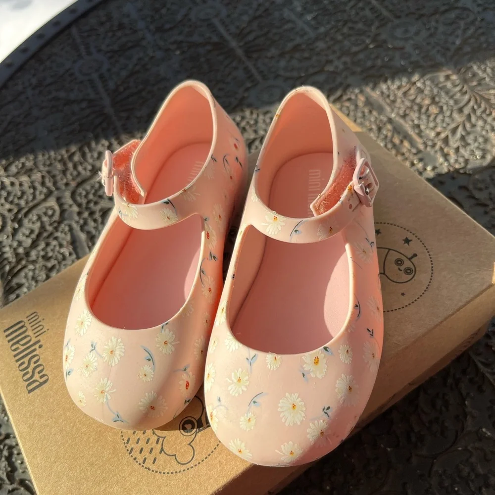 🌸MINI MELISSA BB BALLERINAS DORA BABY PINK WHITE SHOES 7